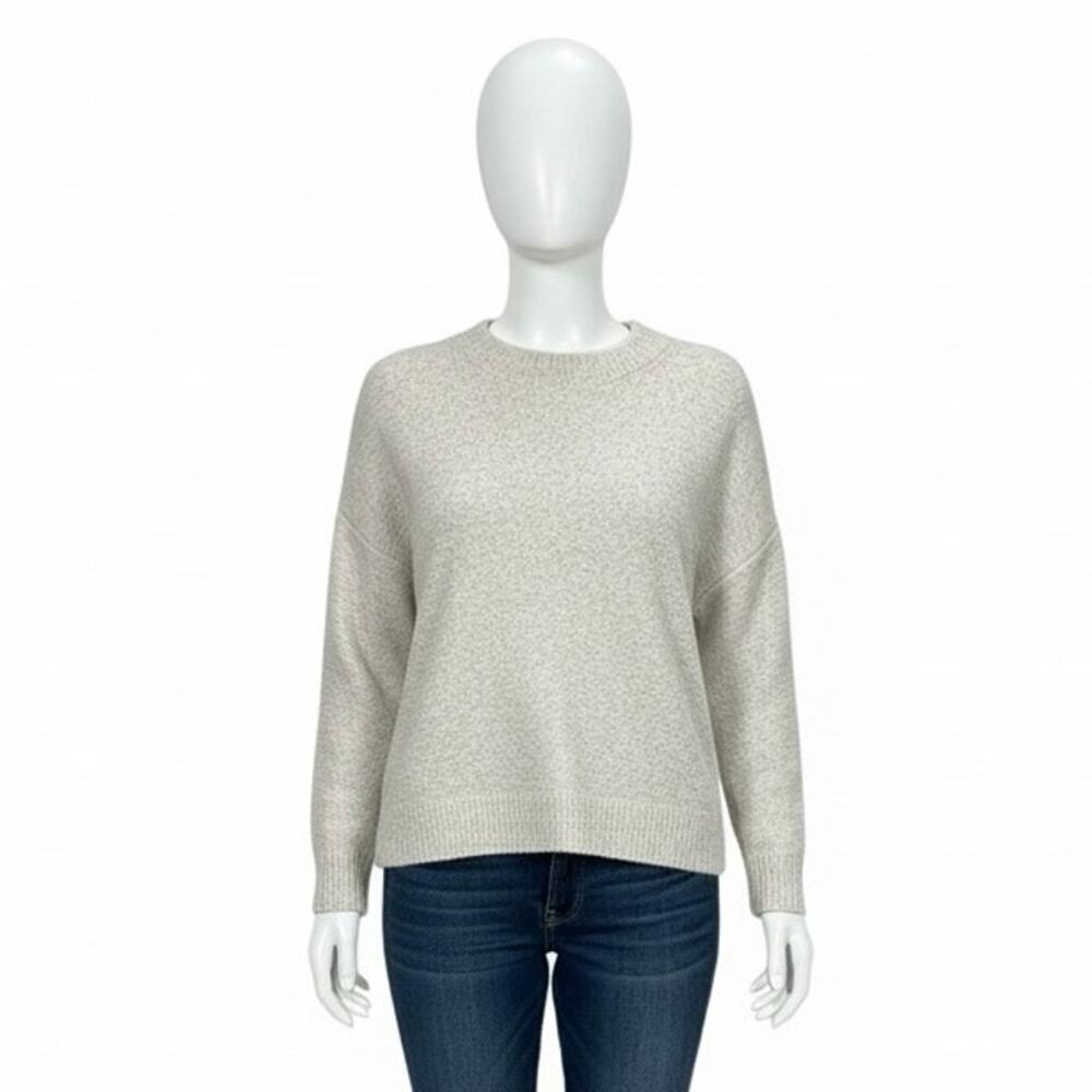 J. Jill Sweater S Natural Marl Speckled Mock Neck Pullover Cotton Alpaca